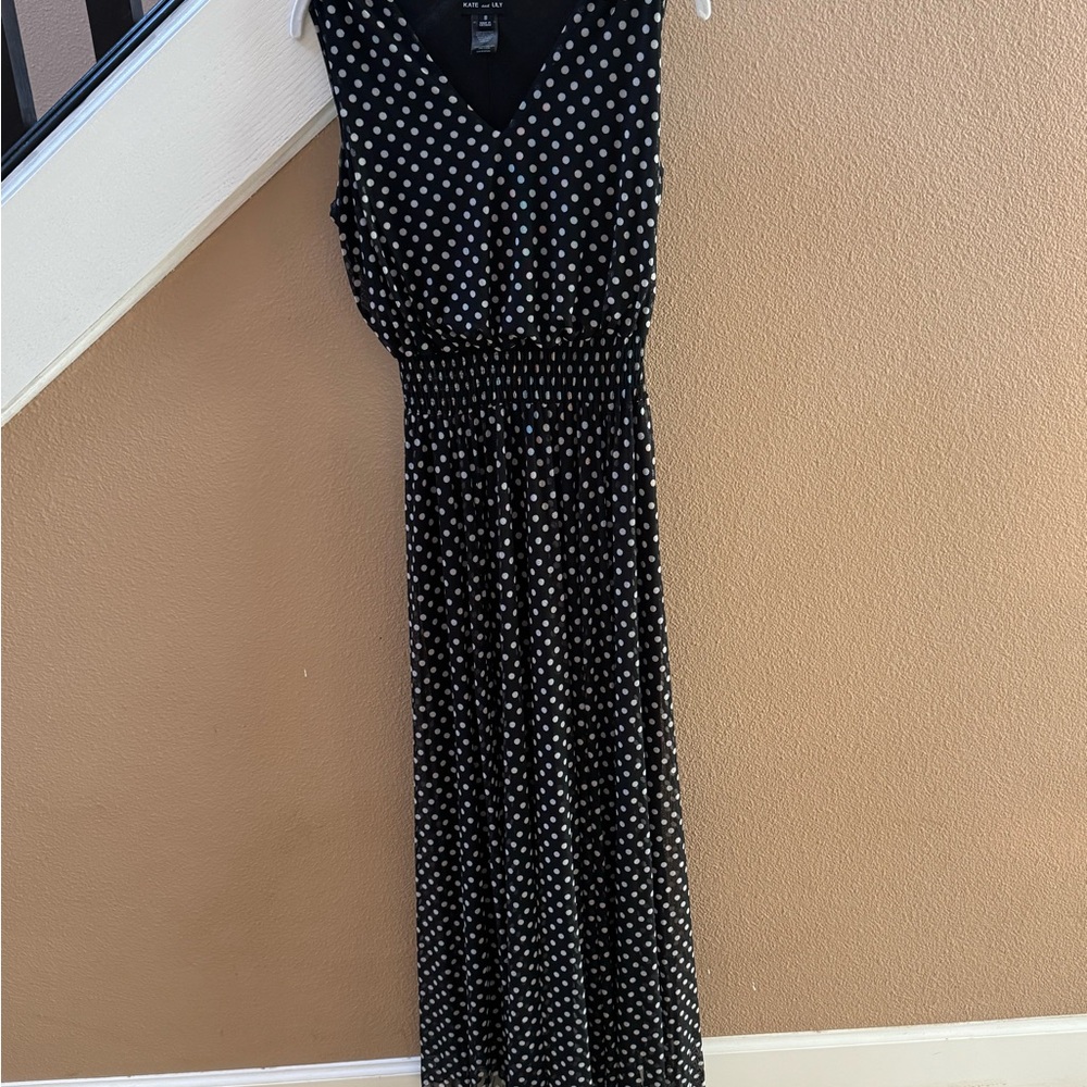 Chic Black and White Polka Dot Maxi Dress